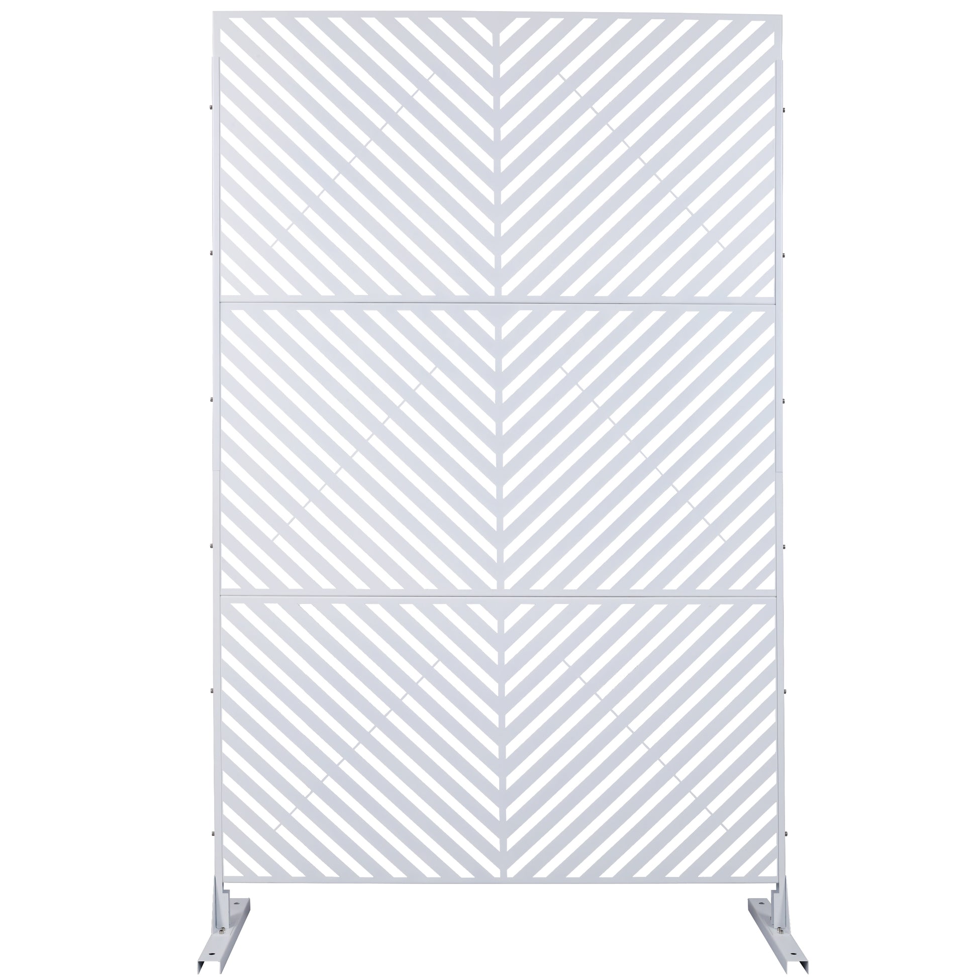 Outdoor & Indoor Privacy Screen Metal Privacy Screen 76' H×48' W, Freestanding Decorative Privacy Screen for Deck Balcony Patio, Privacy Fence Panels for Outside Lawn Garden PS113 WHITE SolidRoot Buy Furniture USA