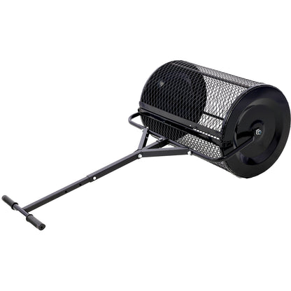 Peat Moss Spreader 24inch,Compost Spreader Metal Mesh,T shaped Handle for planting seeding,Lawn and Garden Care Manure Spreaders Roller ,heavy duty SolidRoot Buy Furniture USA