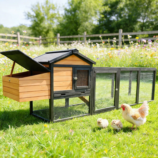 Wooden Chicken Coop, Large Outdoor Hen House with Nesting Box Poultry Cage, Rabbit Hutch Bunny Cage , Waterproof for Outdoor Backyard - SolidRoot Buy Furniture USA