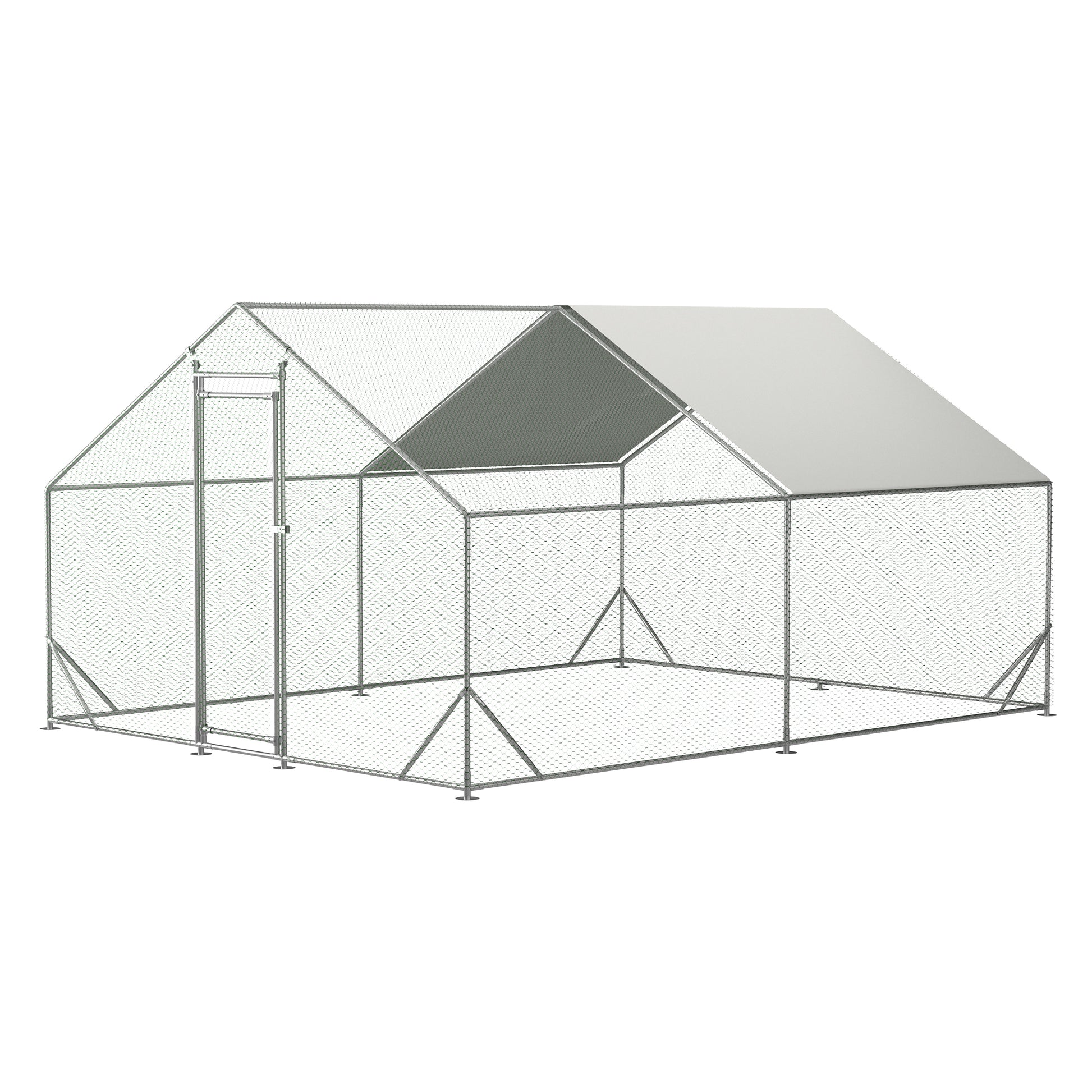 Large Metal Chicken Coop, Walk-in Chicken Run,Galvanized Wire Poultry Chicken Hen Pen Cage, Rabbits Duck Cages with Waterproof and Anti-Ultraviolet Cover for Outside(10' L x 13 W x 6.56' H) - SolidRoot Buy Furniture USA