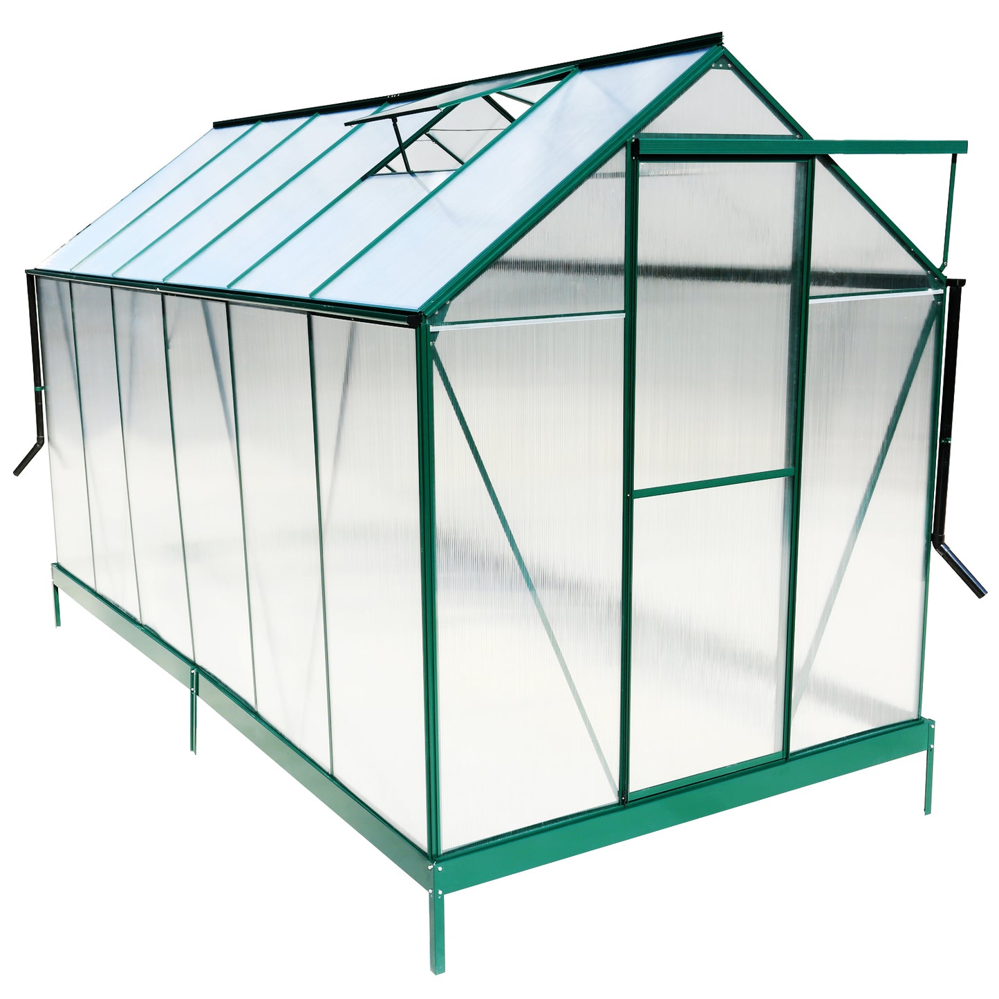 6.3'*12.2'*7' Polycarbonate Greenhouse, Heavy Duty Outdoor Aluminum Walk-in Green House Kit with Rain Gutter, Vent and Door for Backyard Garden, color green SolidRoot Buy Furniture USA