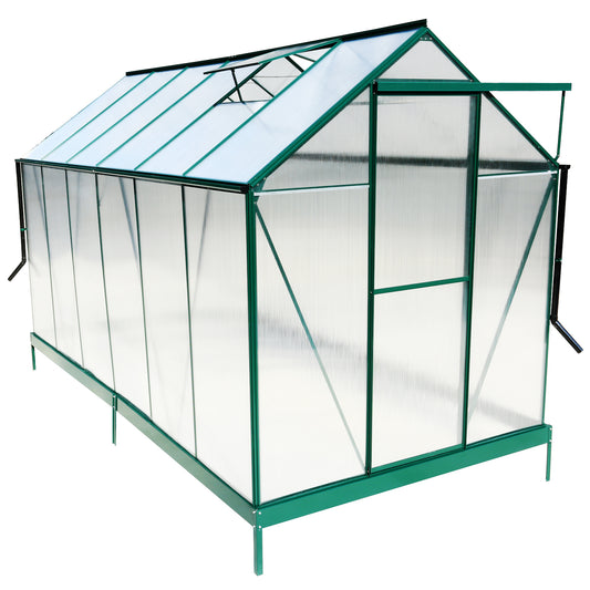 6.3'*12.2'*7' Polycarbonate Greenhouse, Heavy Duty Outdoor Aluminum Walk-in Green House Kit with Rain Gutter, Vent and Door for Backyard Garden, color green SolidRoot Buy Furniture USA