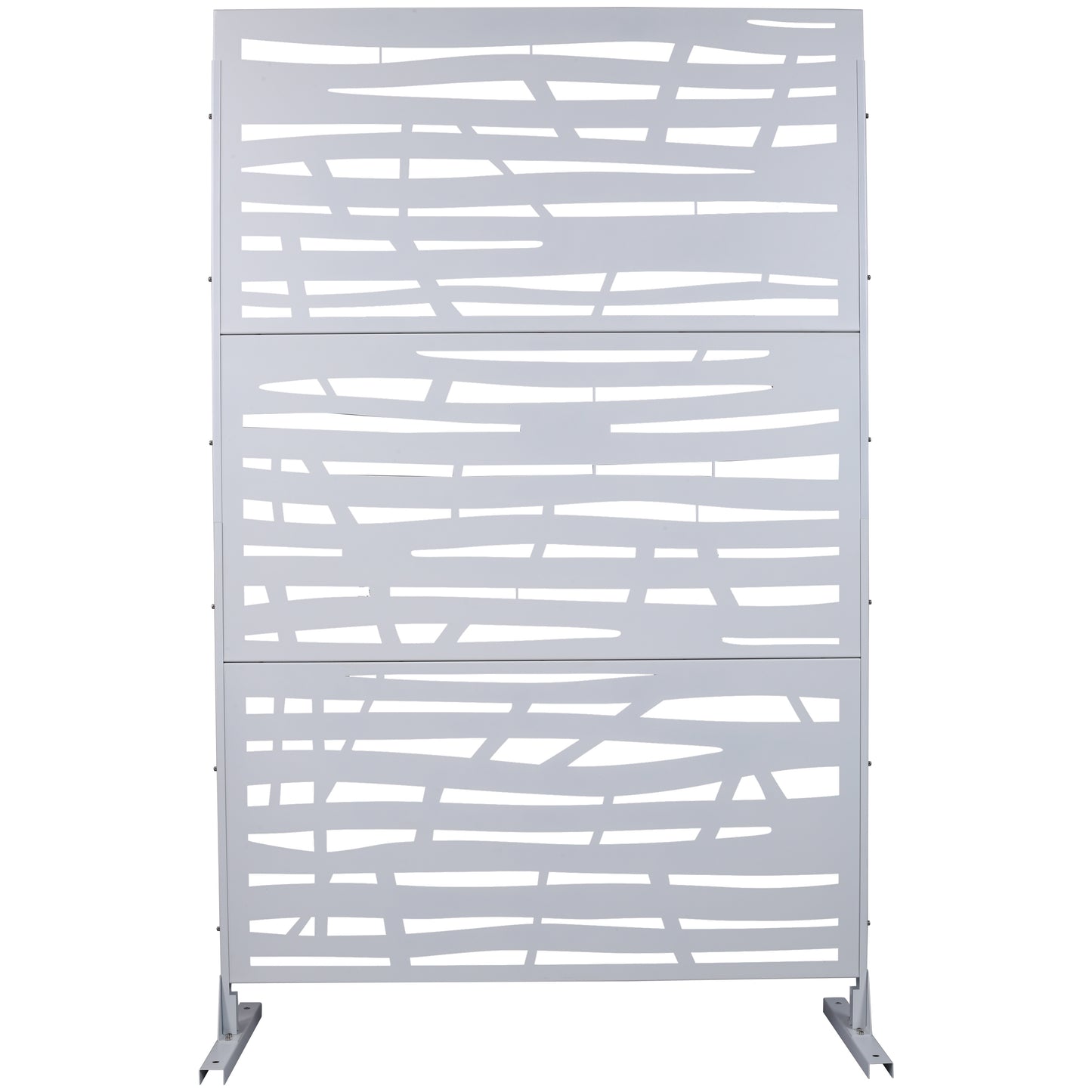 Outdoor & Indoor Privacy Screen Metal Privacy Screen 76' H×48' W, Freestanding Decorative Screen for Deck Balcony Patio in White SolidRoot Buy Furniture USA
