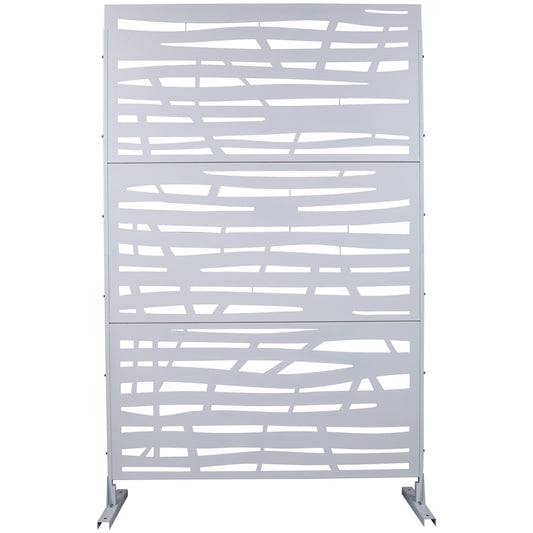 Outdoor & Indoor Privacy Screen Metal Privacy Screen 76' H×48' W, Freestanding Decorative Screen for Deck Balcony Patio in White SolidRoot Buy Furniture USA