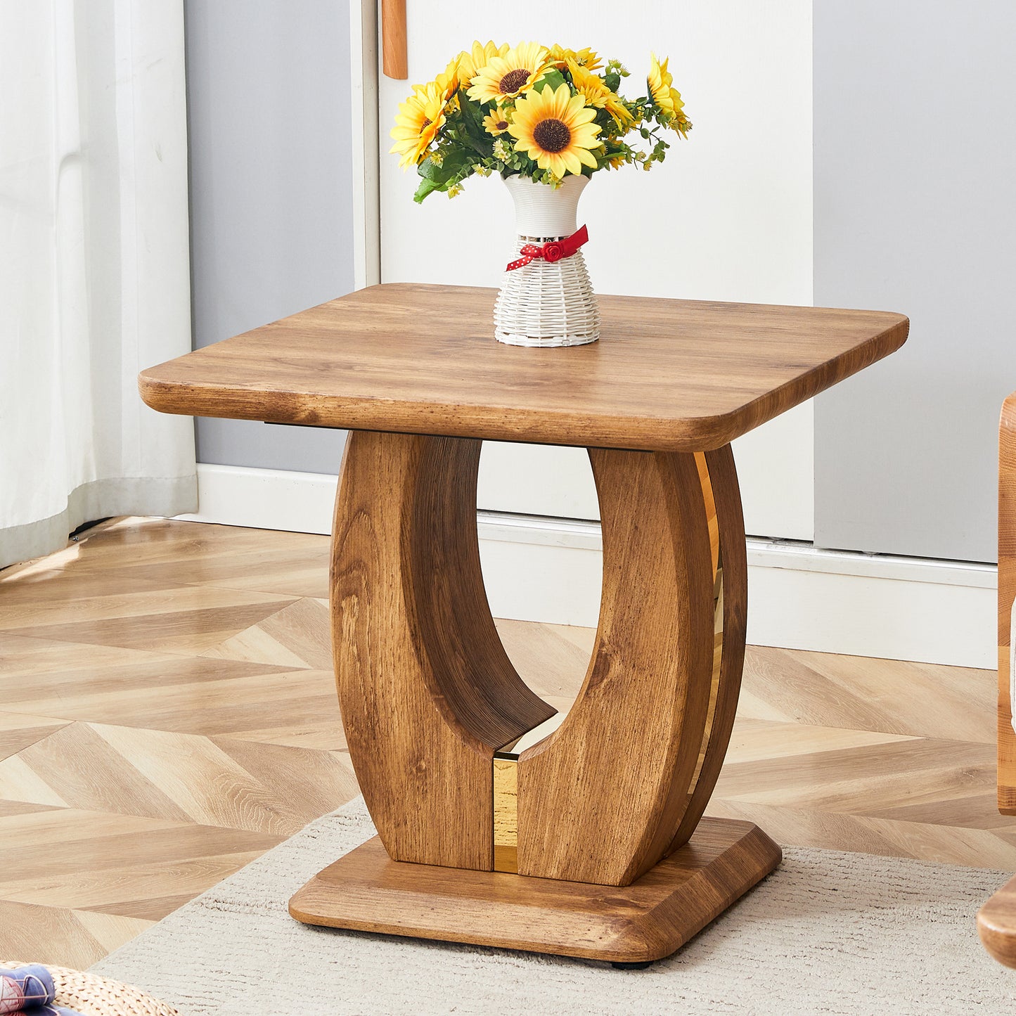 Modern Minimalist Wood Texture Sticker-Patterned MDF Square Coffee Table. Add a quiet and cozy atmosphere to your home.Wood color,MDF coffee table,wood-colored textured decal,side table.W1151P211299 SolidRoot Buy Furniture USA