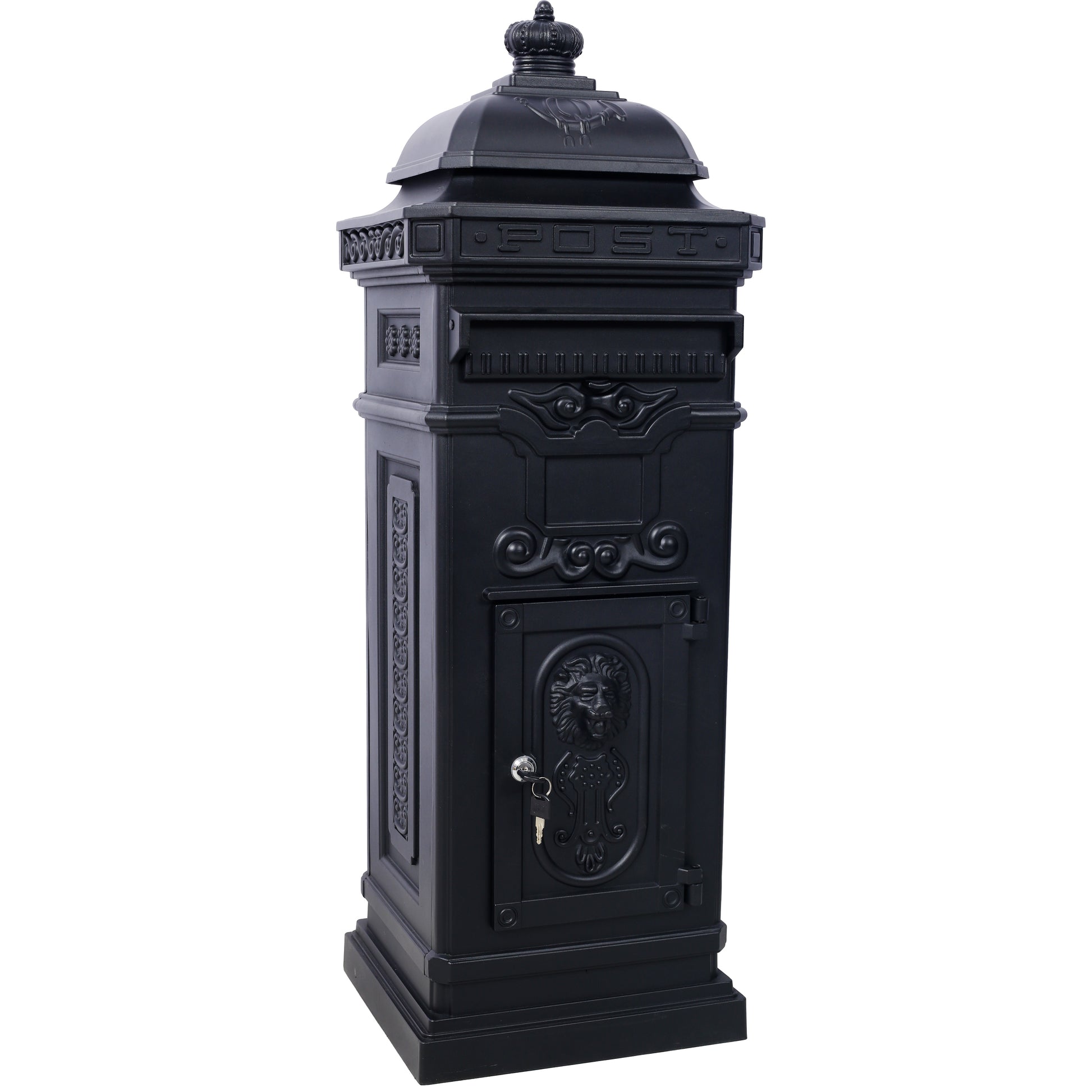 Mailboxs Residential Large-Capacity Letter Box, Black Aluminum Outdoor Rainproof Postbox Statue SolidRoot Buy Furniture USA