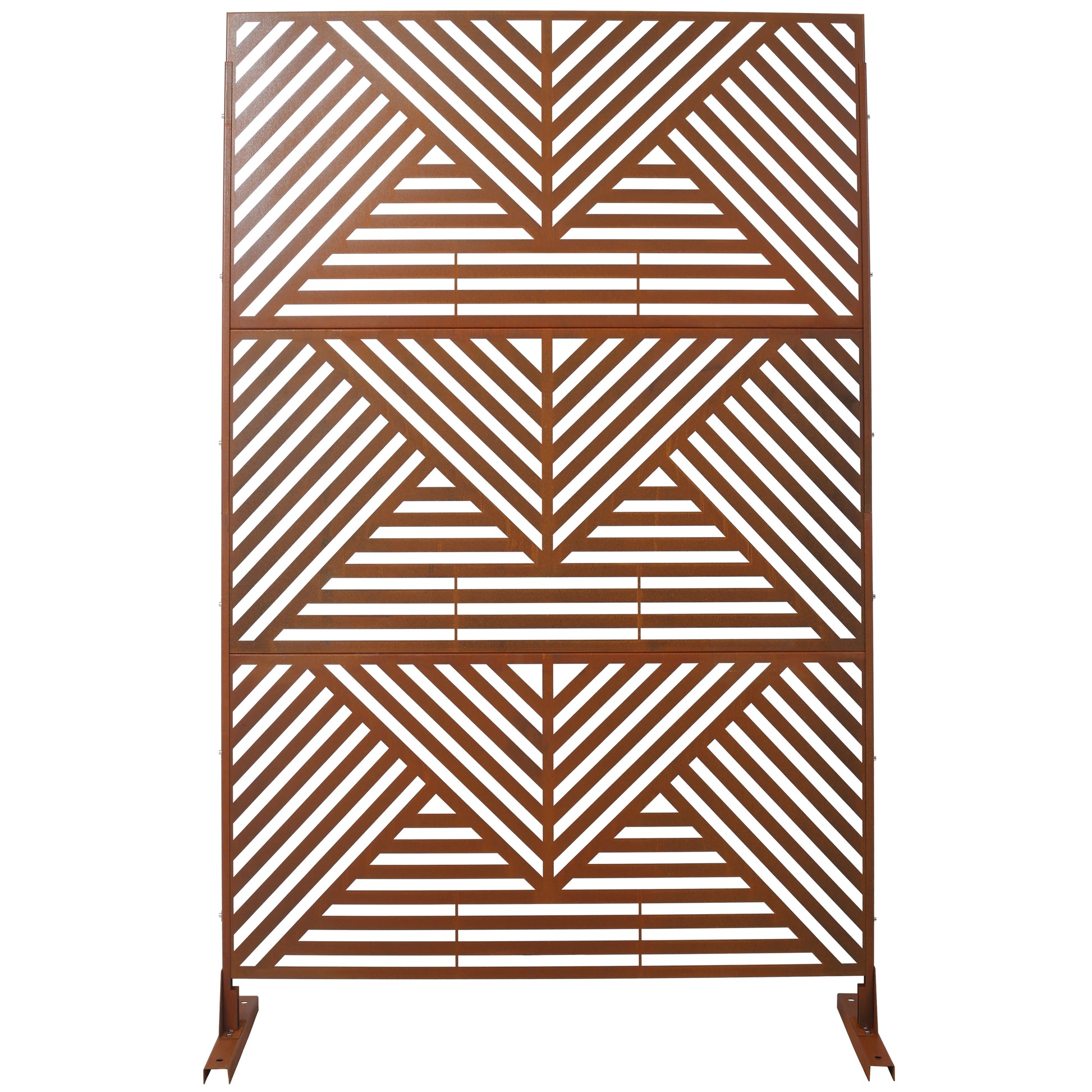 PS101 Rusty Outdoor & Indoor Freestanding Metal Privacy Screen, 76' H x 48' W, Decorative Privacy Fence Panels for Deck, Balcony, Patio SolidRoot Buy Furniture USA