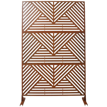 PS101 Rusty Outdoor & Indoor Freestanding Metal Privacy Screen, 76' H x 48' W, Decorative Privacy Fence Panels for Deck, Balcony, Patio SolidRoot Buy Furniture USA