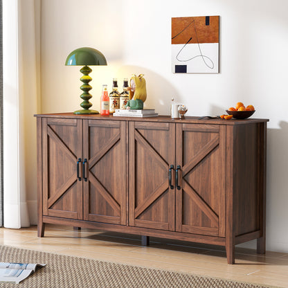 Cabinet with 4 Doors and 4 open shelgves,Freestanding Sideboard Storage Cabinet Entryway Floor Cabinet for Living Room Office Bedroom SolidRoot Buy Furniture USA