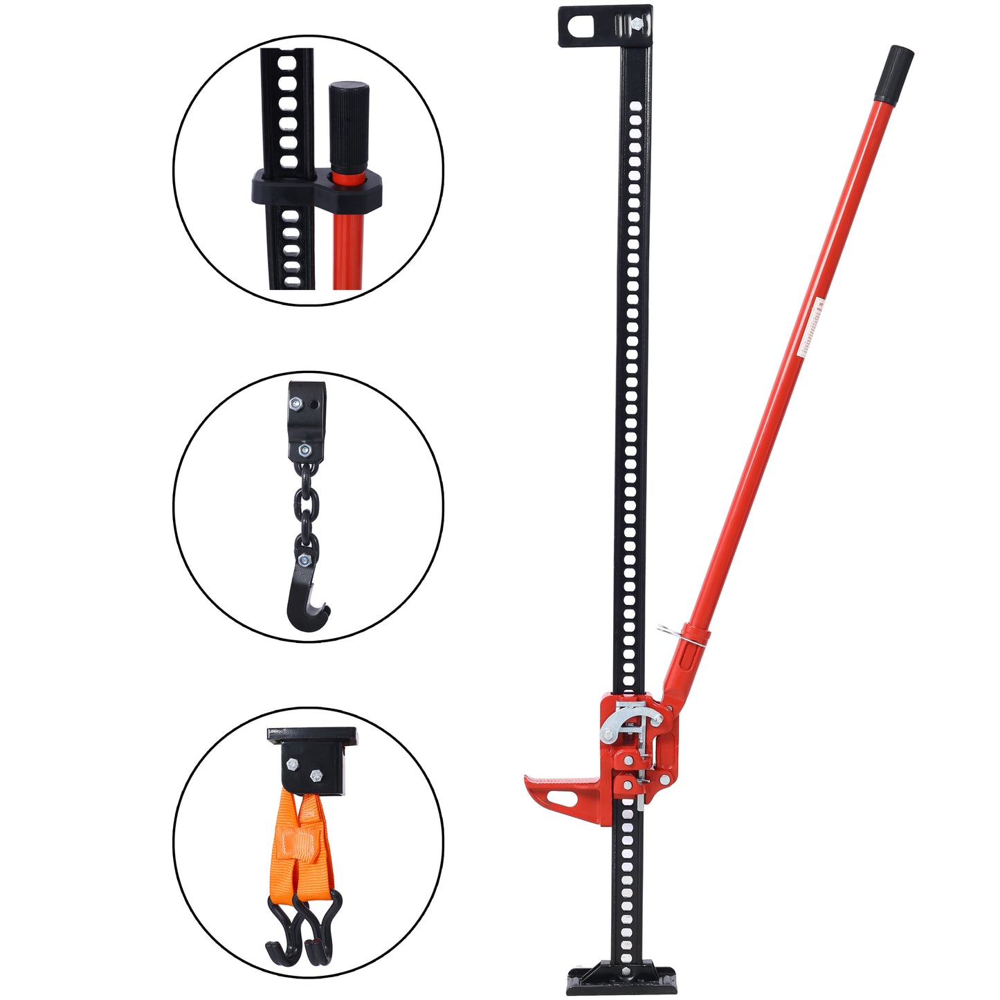 High Lift Farm Jack,60' Utility Farm Jack, 7000 lbs Capacity Ratcheting Off Road Utility Jack, Heavy-Duty Farm Jack for Tractor, Truck, SUV, Bumper Lift, RED SolidRoot Buy Furniture USA