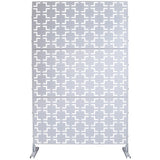 Outdoor & Indoor Privacy Screen Metal Privacy Screen 76' H×48' W, Freestanding Decorative Privacy Screen for Deck Balcony Patio, Privacy Fence Panels PS105 WHITE SolidRoot Buy Furniture USA