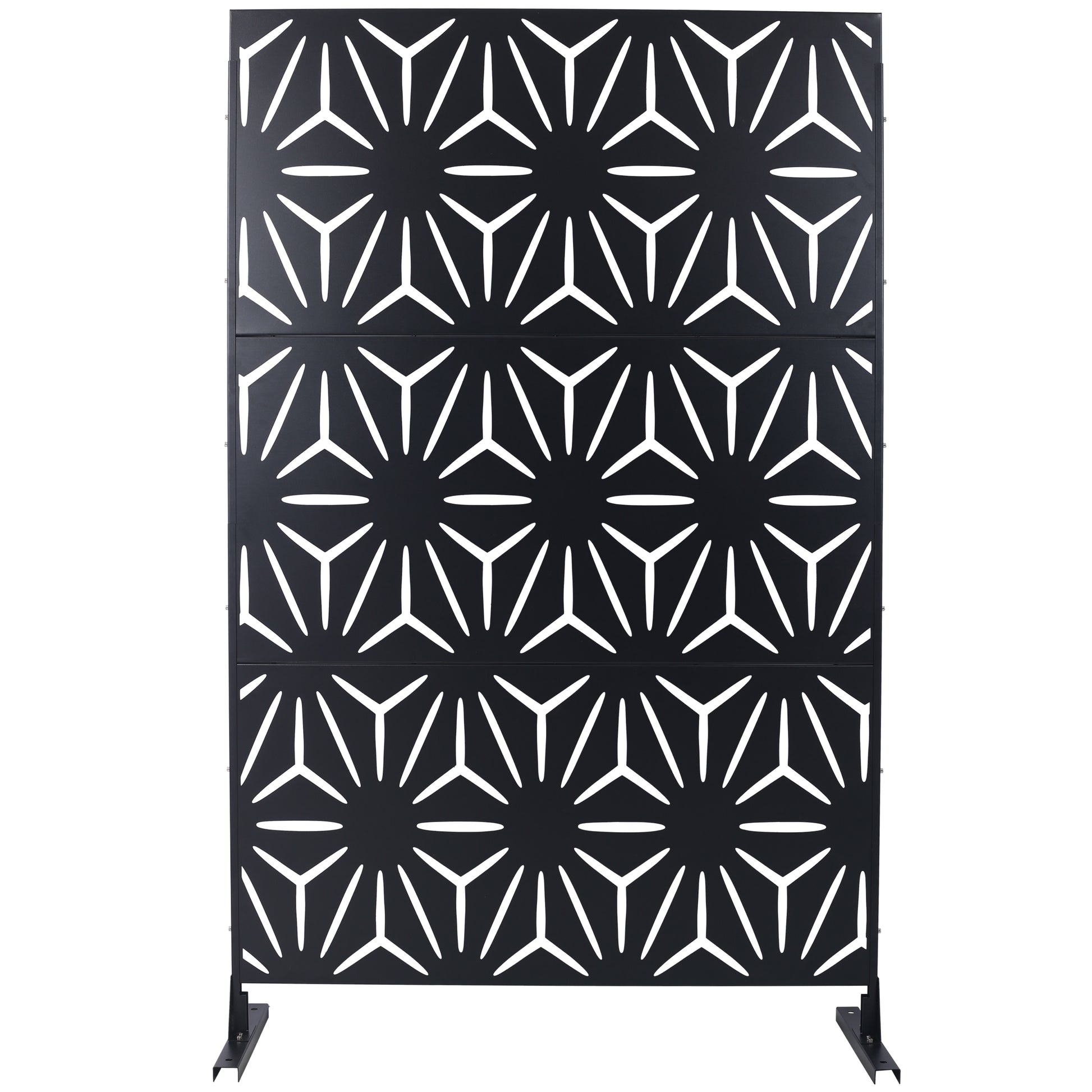 Outdoor & Indoor Privacy Screen Metal Privacy Screen 76' H×48' W, Freestanding Decorative Privacy Screen for Deck Balcony Patio, Black Steel SolidRoot Buy Furniture USA