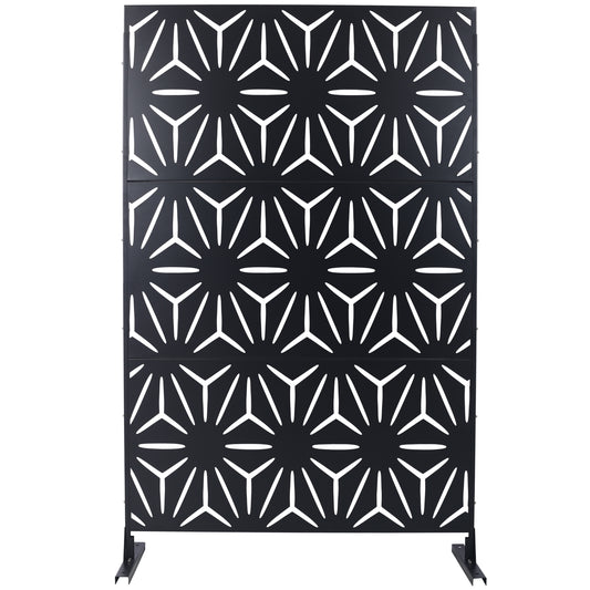 Outdoor & Indoor Privacy Screen Metal Privacy Screen 76' H×48' W, Freestanding Decorative Privacy Screen for Deck Balcony Patio, Black Steel SolidRoot Buy Furniture USA