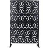 Outdoor & Indoor Privacy Screen Metal Privacy Screen 76' H×48' W, Freestanding Decorative Privacy Screen for Deck Balcony Patio, Black Steel SolidRoot Buy Furniture USA