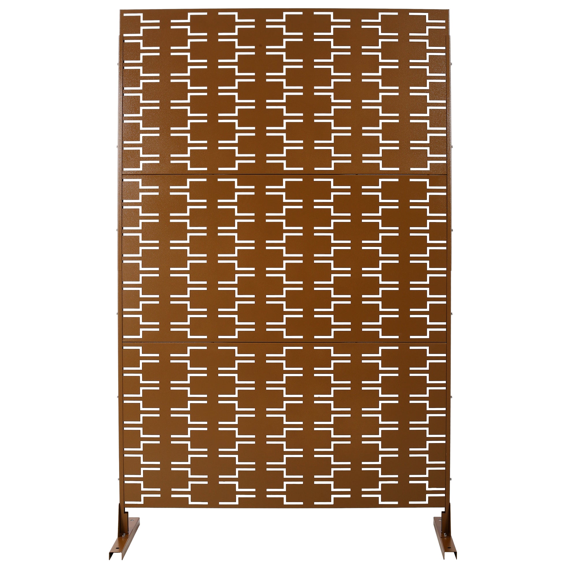 Outdoor & Indoor Privacy Screen Metal Privacy Screen 76' H×48' W, Freestanding Decorative Privacy Screen for Deck Balcony Patio, Privacy Fence Panels for Outside Lawn Garden PS112 BROWN HAMMERTONE SolidRoot Buy Furniture USA