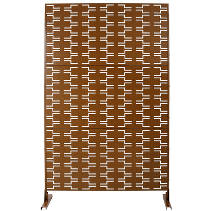 Outdoor & Indoor Privacy Screen Metal Privacy Screen 76' H×48' W, Freestanding Decorative Privacy Screen for Deck Balcony Patio, Privacy Fence Panels for Outside Lawn Garden PS112 BROWN HAMMERTONE SolidRoot Buy Furniture USA