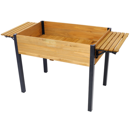 Versatile Raised Garden Bed with Metal Legs and Folding Storage Shelf for Outdoor Use SolidRoot Buy Furniture USA