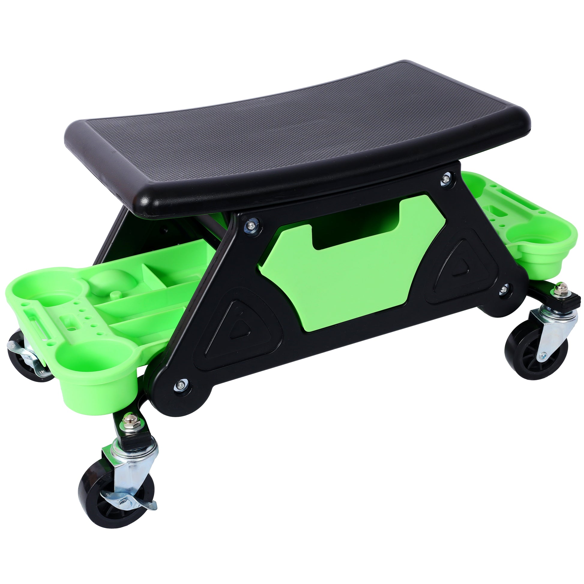 Heavy Duty Mechanic Stool with Tool Storage, 300 LBS Capacity, Green HDPE, 25x13.4 Inches SolidRoot Buy Furniture USA