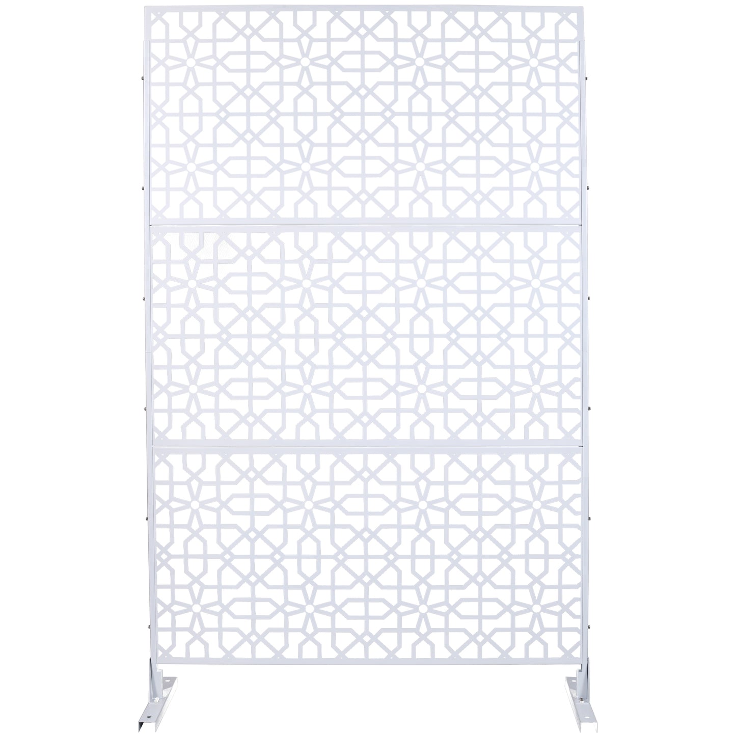 Outdoor & Indoor Metal Privacy Screen 76' H×48' W Freestanding Decorative Privacy Screen White SolidRoot Buy Furniture USA