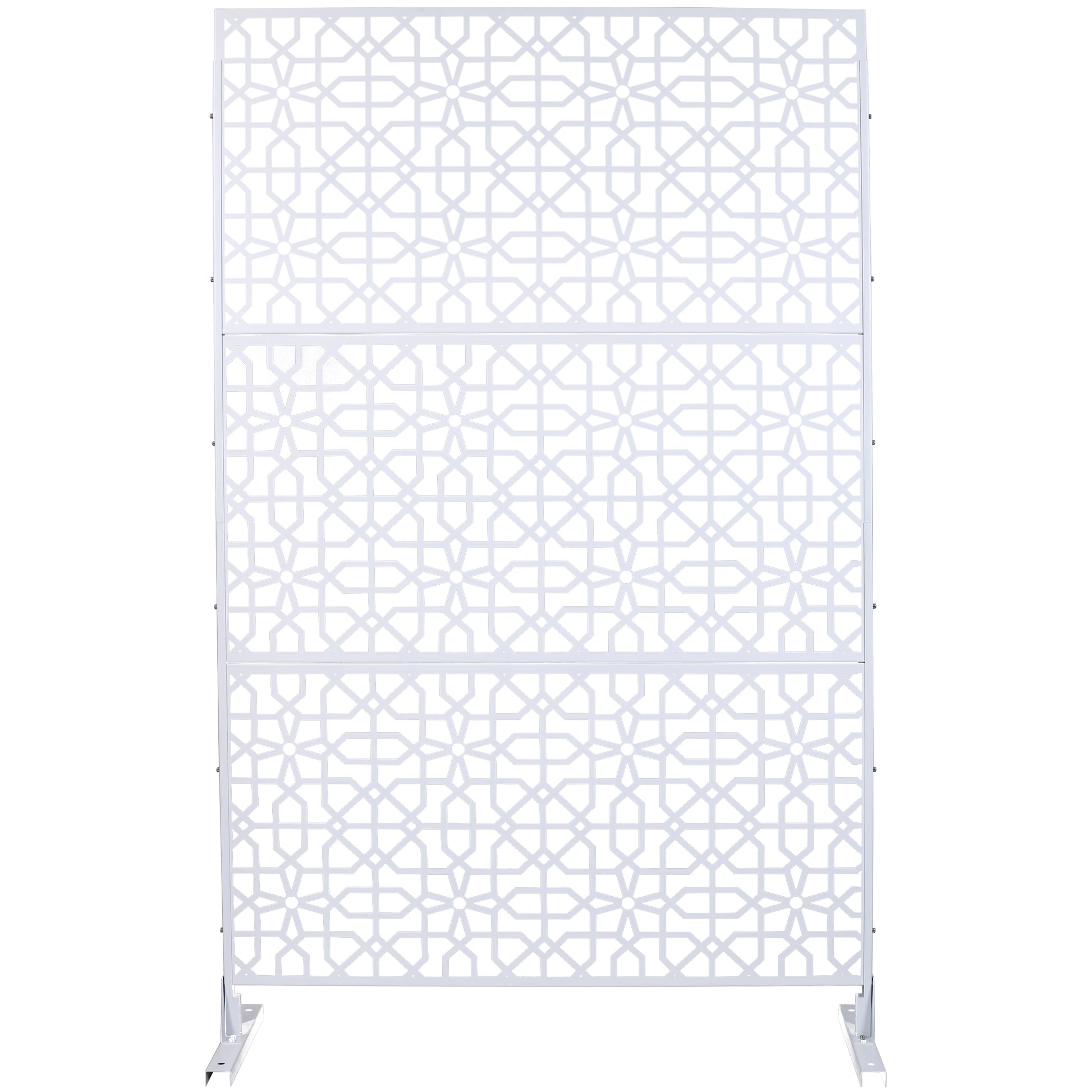 Outdoor & Indoor Metal Privacy Screen 76' H×48' W Freestanding Decorative Privacy Screen White SolidRoot Buy Furniture USA