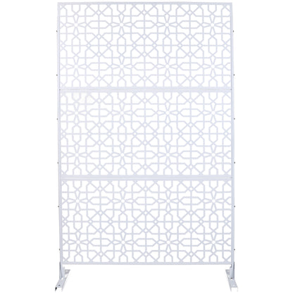 Outdoor & Indoor Metal Privacy Screen 76' H×48' W Freestanding Decorative Privacy Screen White SolidRoot Buy Furniture USA