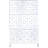 Outdoor & Indoor Metal Privacy Screen 76' H×48' W Freestanding Decorative Privacy Screen White SolidRoot Buy Furniture USA