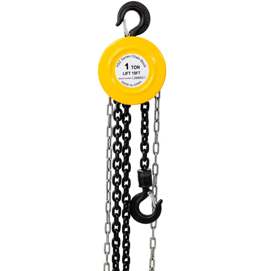 Chain hoist 2200lbs 1T capacity 10ft wIth 2 heavy duty hooks,Manual chain hoist steel construction,Yellow SolidRoot Buy Furniture USA