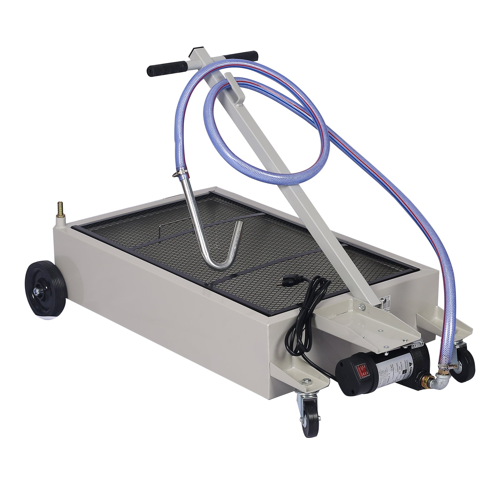 High-Impact Polypropylene 20-Gallon Low-Profile Oil Drain with Pump Gray Steel SolidRoot Buy Furniture USA