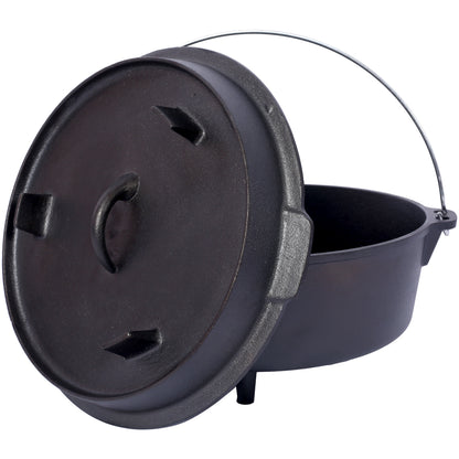 pre-Seasoned Cast Iron Dutch Oven With Skillet Lid, Outdoor Camping Deep Pot for Camping Fireplace Cooking BBQ Baking Campfire, Leg Base,6 Quart SolidRoot Buy Furniture USA