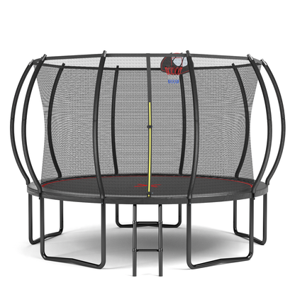 YC 12FT trampoline Pumpkin- ladder-Black Red