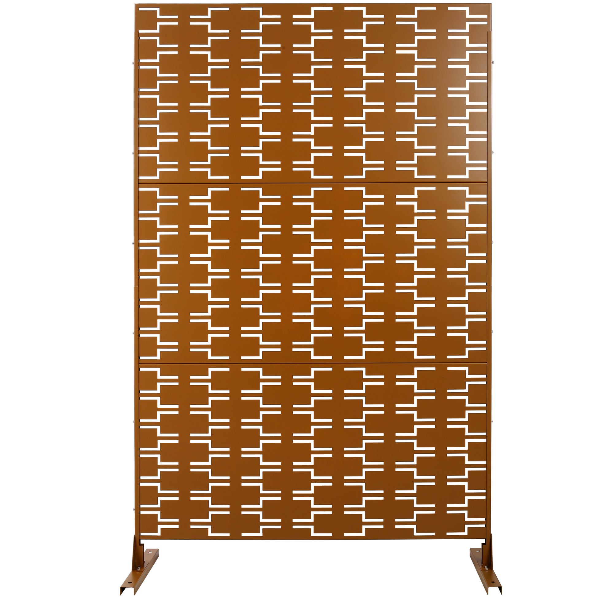 Outdoor & Indoor Privacy Screen Metal Privacy Screen 76' H×48' W, Freestanding Decorative Privacy Screen for Deck Balcony Patio, Privacy Fence Panels for Outside Lawn Garden PS112 BROWN SolidRoot Buy Furniture USA