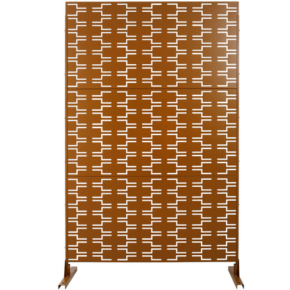 Outdoor & Indoor Privacy Screen Metal Privacy Screen 76' H×48' W, Freestanding Decorative Privacy Screen for Deck Balcony Patio, Privacy Fence Panels for Outside Lawn Garden PS112 BROWN SolidRoot Buy Furniture USA