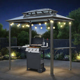 Outdoor Grill Gazebo 8 x 5FT, Hardtop BBQ Gazebo with UV-Resistant Polycarbonate Roof & Storage Hooks for Patio, Lawn, Garden SolidRoot Buy Furniture USA