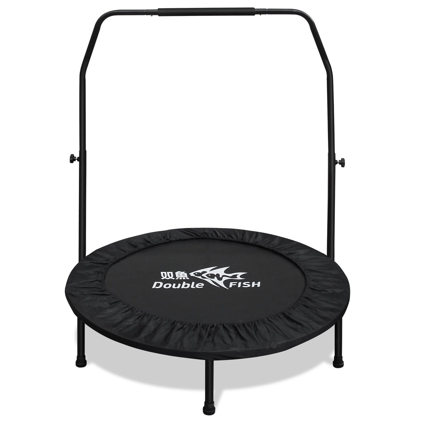 DOUBLE FISH[Foldable Trampoline] 440lbs Capacity Foldable Trampoline for Adults 38'Rebounder with Adjustable Handle Bar, Thickened Steel Frame, Indoor/Outdoor Fitness  Perfect for Leg Muscle Exerci - SolidRoot Buy Furniture USA