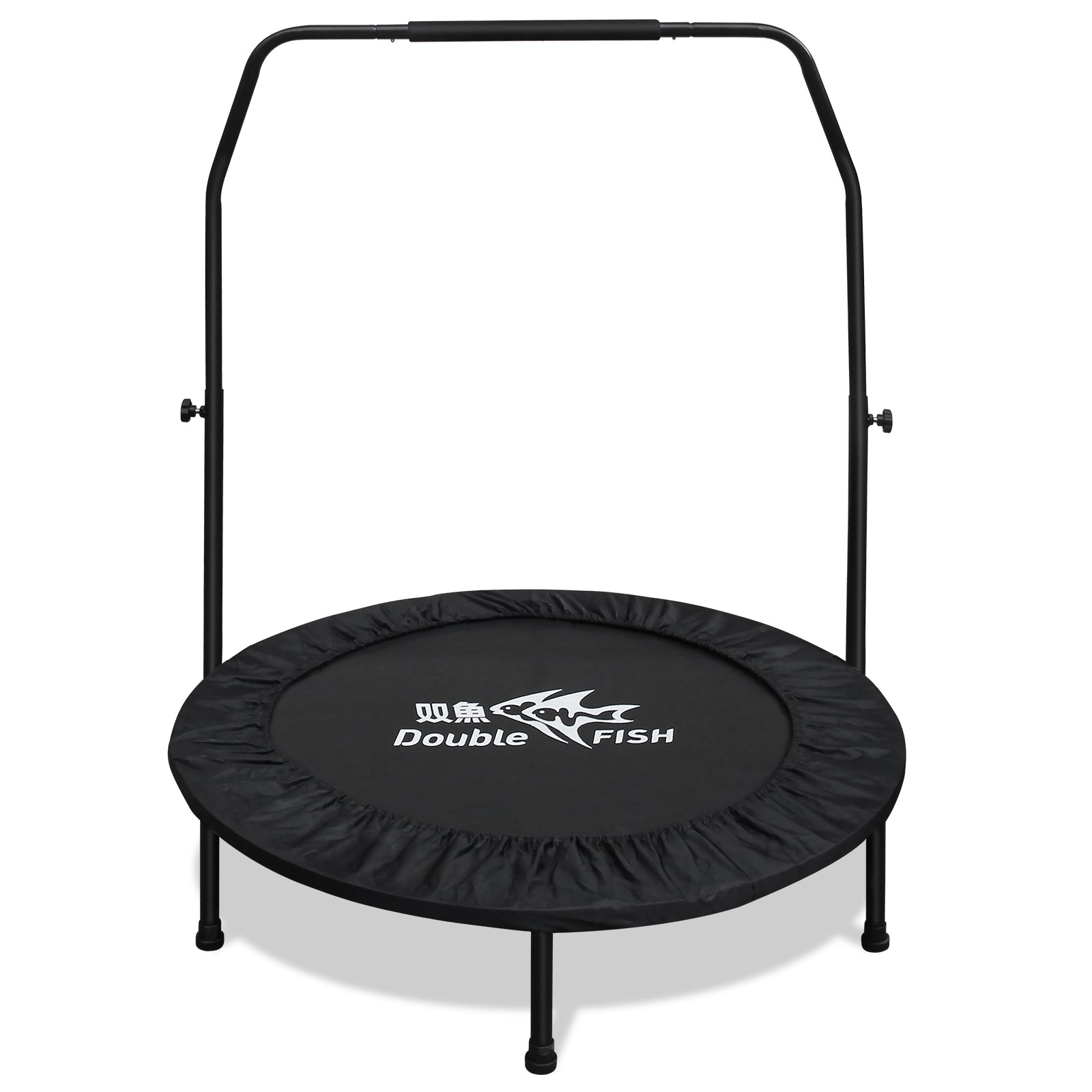 DOUBLE FISH[Foldable Trampoline] 440lbs Capacity Foldable Trampoline for Adults 38'Rebounder with Adjustable Handle Bar, Thickened Steel Frame, Indoor/Outdoor Fitness  Perfect for Leg Muscle Exerci - SolidRoot Buy Furniture USA