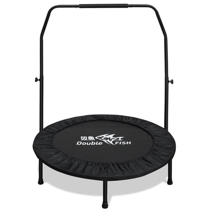 DOUBLE FISH[Foldable Trampoline] 440lbs Capacity Foldable Trampoline for Adults 38'Rebounder with Adjustable Handle Bar, Thickened Steel Frame, Indoor/Outdoor Fitness  Perfect for Leg Muscle Exerci - SolidRoot Buy Furniture USA