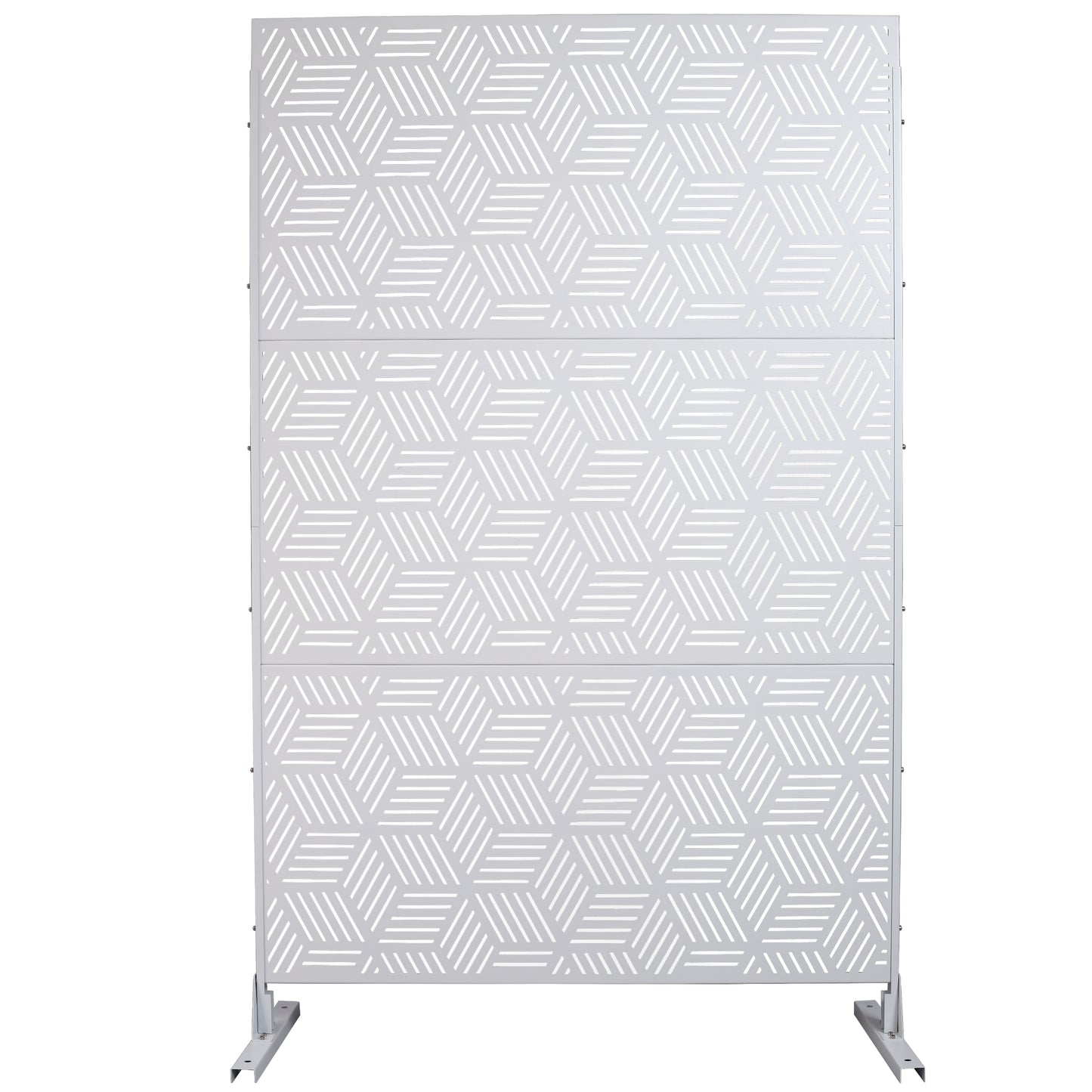 Outdoor & Indoor Privacy Screen Metal Privacy Screen 76' H×48' W, Freestanding Decorative Privacy Screen for Deck Balcony Patio, Privacy Fence Panels for Outside Lawn Garden PS116 WHITE SolidRoot Buy Furniture USA
