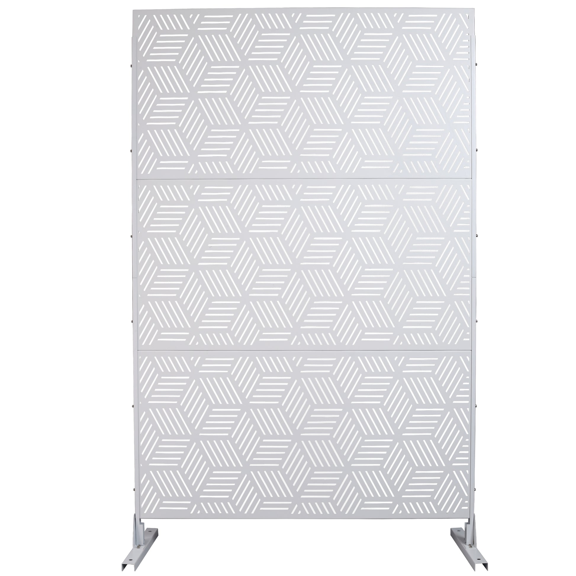 Outdoor & Indoor Privacy Screen Metal Privacy Screen 76' H×48' W, Freestanding Decorative Privacy Screen for Deck Balcony Patio, Privacy Fence Panels for Outside Lawn Garden PS116 WHITE SolidRoot Buy Furniture USA