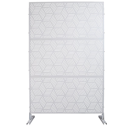 Outdoor & Indoor Privacy Screen Metal Privacy Screen 76' H×48' W, Freestanding Decorative Privacy Screen for Deck Balcony Patio, Privacy Fence Panels for Outside Lawn Garden PS116 WHITE SolidRoot Buy Furniture USA