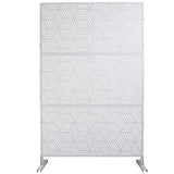 Outdoor & Indoor Privacy Screen Metal Privacy Screen 76' H×48' W, Freestanding Decorative Privacy Screen for Deck Balcony Patio, Privacy Fence Panels for Outside Lawn Garden PS116 WHITE SolidRoot Buy Furniture USA