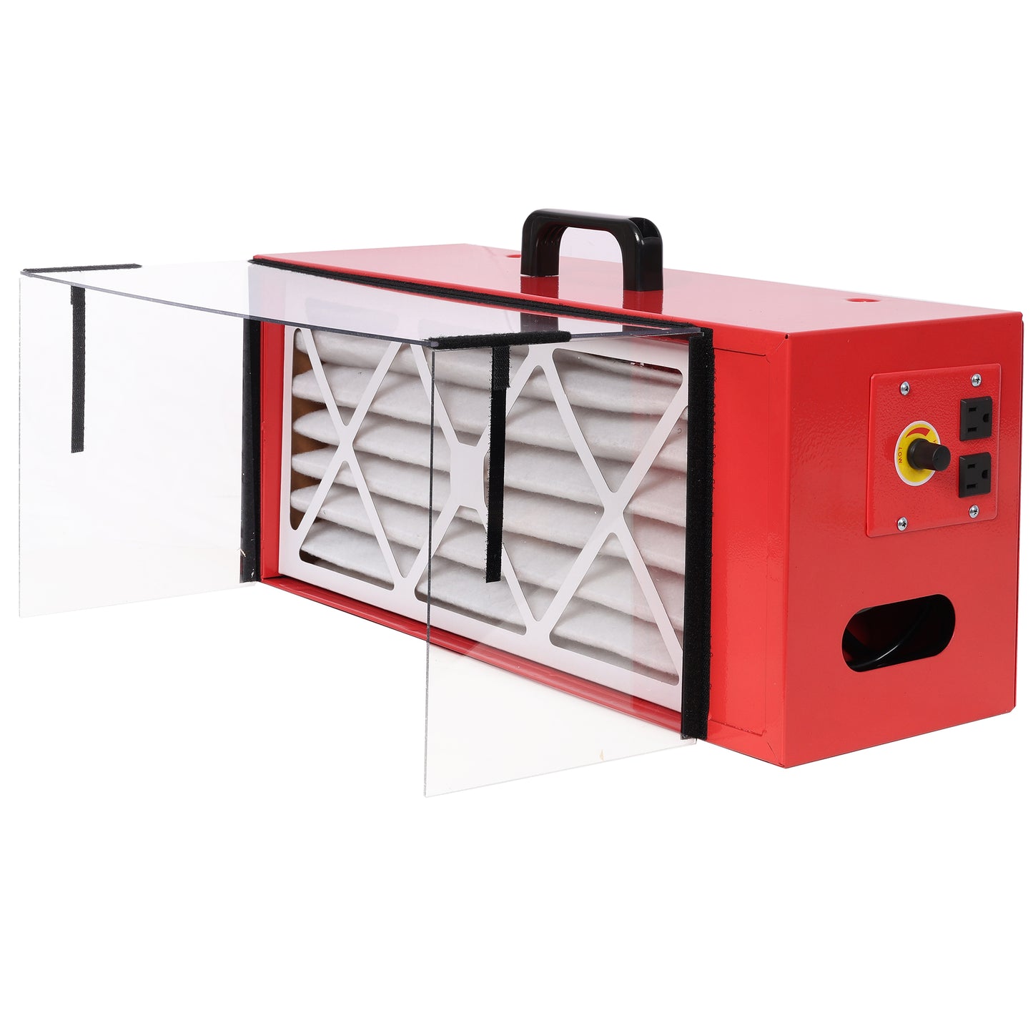 Portable Tabletop Dust Collector with HEPA Filter, Red Steel, 23.20 x 8.00 x 10.50 Inches SolidRoot Buy Furniture USA
