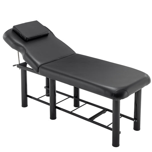 Professioanl Massage Table , Backrest Adjustable, Removable Headrest, Bottom Shelf Storage , Memory Foam Layer Salon Bed,Black SolidRoot Buy Furniture USA