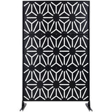 Outdoor & Indoor Privacy Screen Metal Privacy Screen 76' H×48' W, Freestanding Decorative Privacy Screen for Deck Balcony Patio, Privacy Fence Panels for Outside Lawn Garden PS118 BLACK SolidRoot Buy Furniture USA