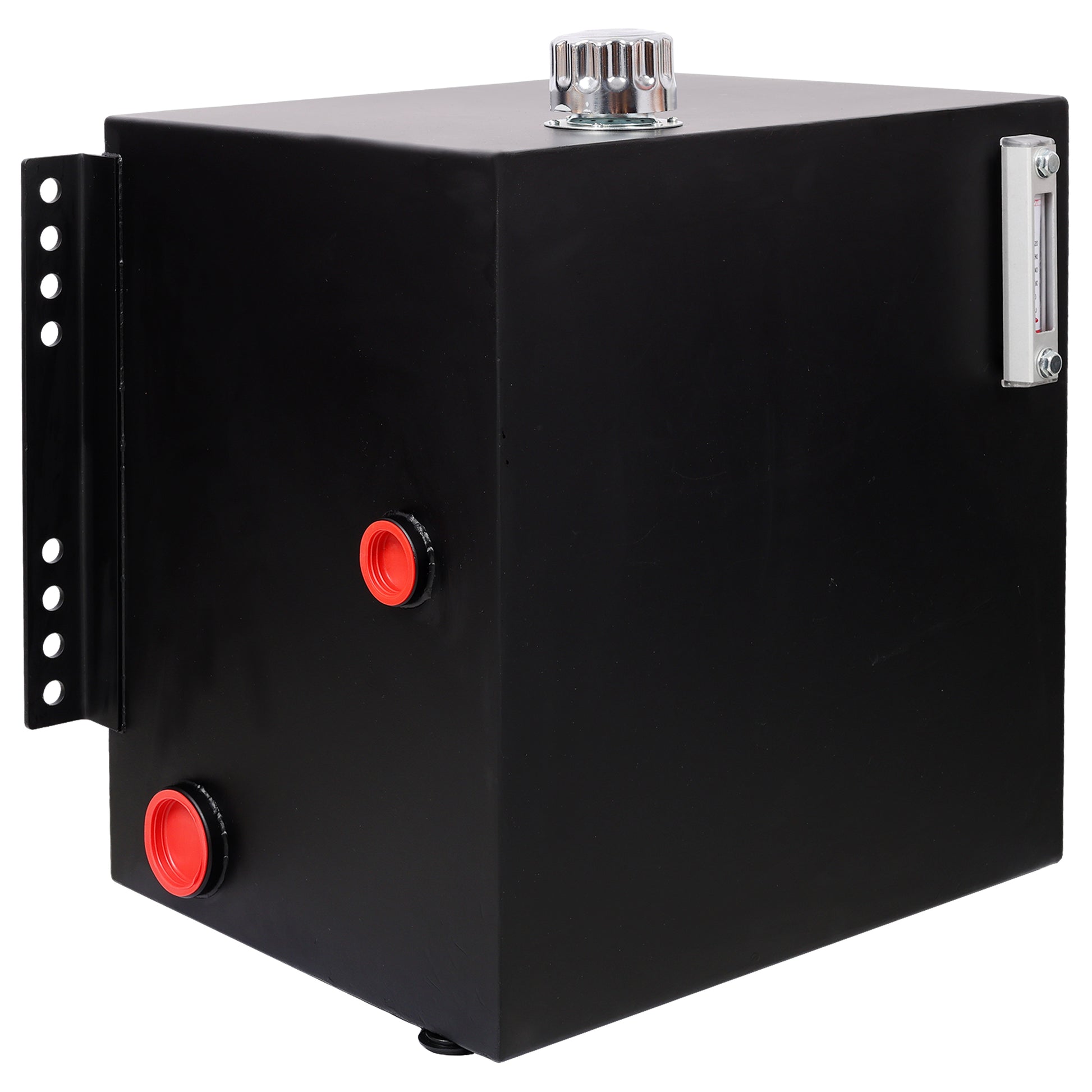 25 Gallon 12 Gauge Steel Hydraulic Fluid Reservoir Tank with Inlet 2' FNPT and Outlet 1-1/4' FNPT,Side Vertical-Mount, With Temp and Sight gauge, Black Color SolidRoot Buy Furniture USA