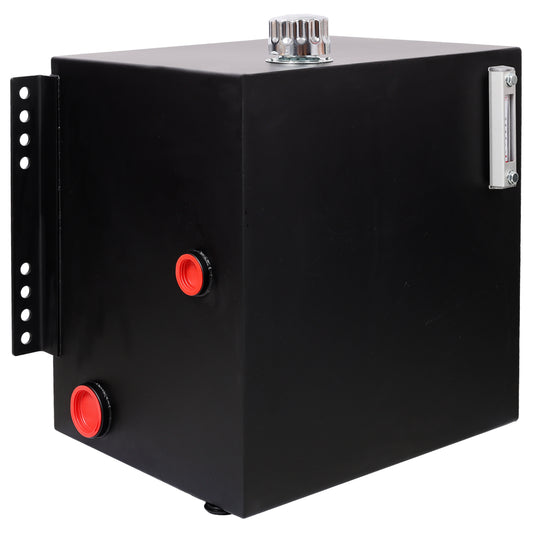 25 Gallon 12 Gauge Steel Hydraulic Fluid Reservoir Tank with Inlet 2' FNPT and Outlet 1-1/4' FNPT,Side Vertical-Mount, With Temp and Sight gauge, Black Color SolidRoot Buy Furniture USA