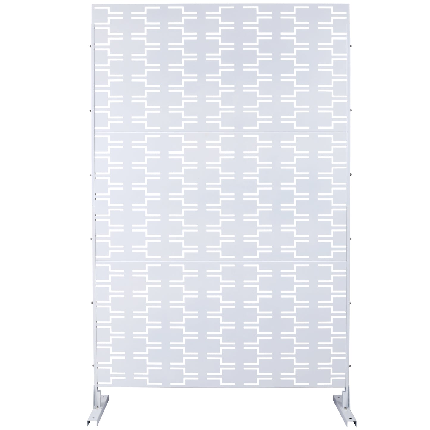Outdoor & Indoor Privacy Screen Metal Privacy Screen 76' H×48' W, Freestanding Decorative Privacy Screen for Deck Balcony Patio, Privacy Fence Panels for Outside Lawn Garden PS112 WHITE SolidRoot Buy Furniture USA
