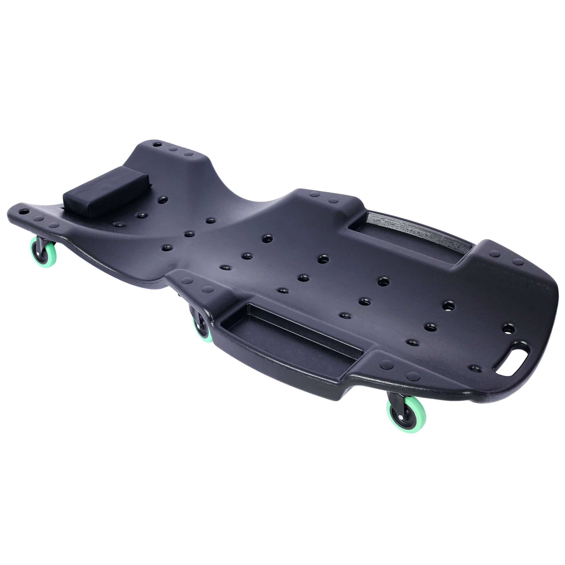Plastic Creeper 48 Inch - Blow Molded Ergonomic HDPE Body with Padded Headrest & Dual Tool Trays - 440 Lbs Capacity BLACK SolidRoot Buy Furniture USA