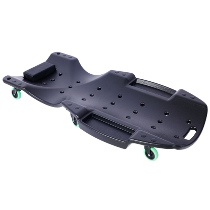 Plastic Creeper 48 Inch - Blow Molded Ergonomic HDPE Body with Padded Headrest & Dual Tool Trays - 440 Lbs Capacity BLACK SolidRoot Buy Furniture USA