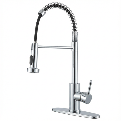 Kitchen Faucet with Pull Down Sprayer Industrial 1 Handle 1 Hole Or 3 Hole Faucet for Farmhouse Camper Laundry Utility Rv Wet Bar Sinks, Stainless Steel, Chrome - SolidRoot Buy Furniture USA