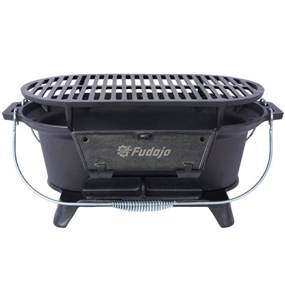 Oval Cast Iron Grill Outdoor, Portable Charcoal Grill and Tabletop Cast Iron Skillet - 100% Cast Iron, Enameled, Durable, Small Charcoal Grill, Camping Stove, Hibachi Grill SolidRoot Buy Furniture USA